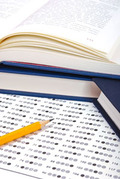 A pencil sitting on a multiple choice test